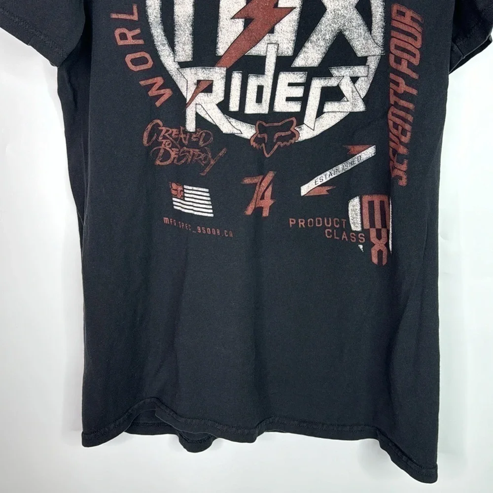 Fox Rider Black Short Sleeve Tshirt Size Medium